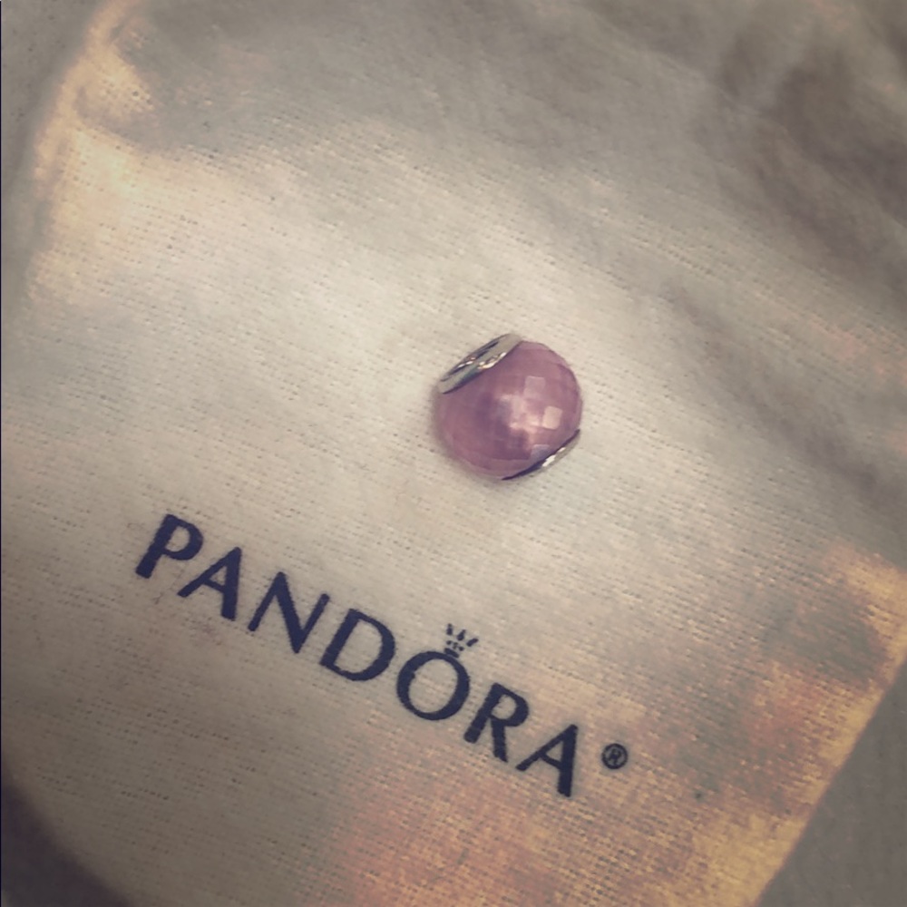 Pandora geometric opalescent pink crystal charm
